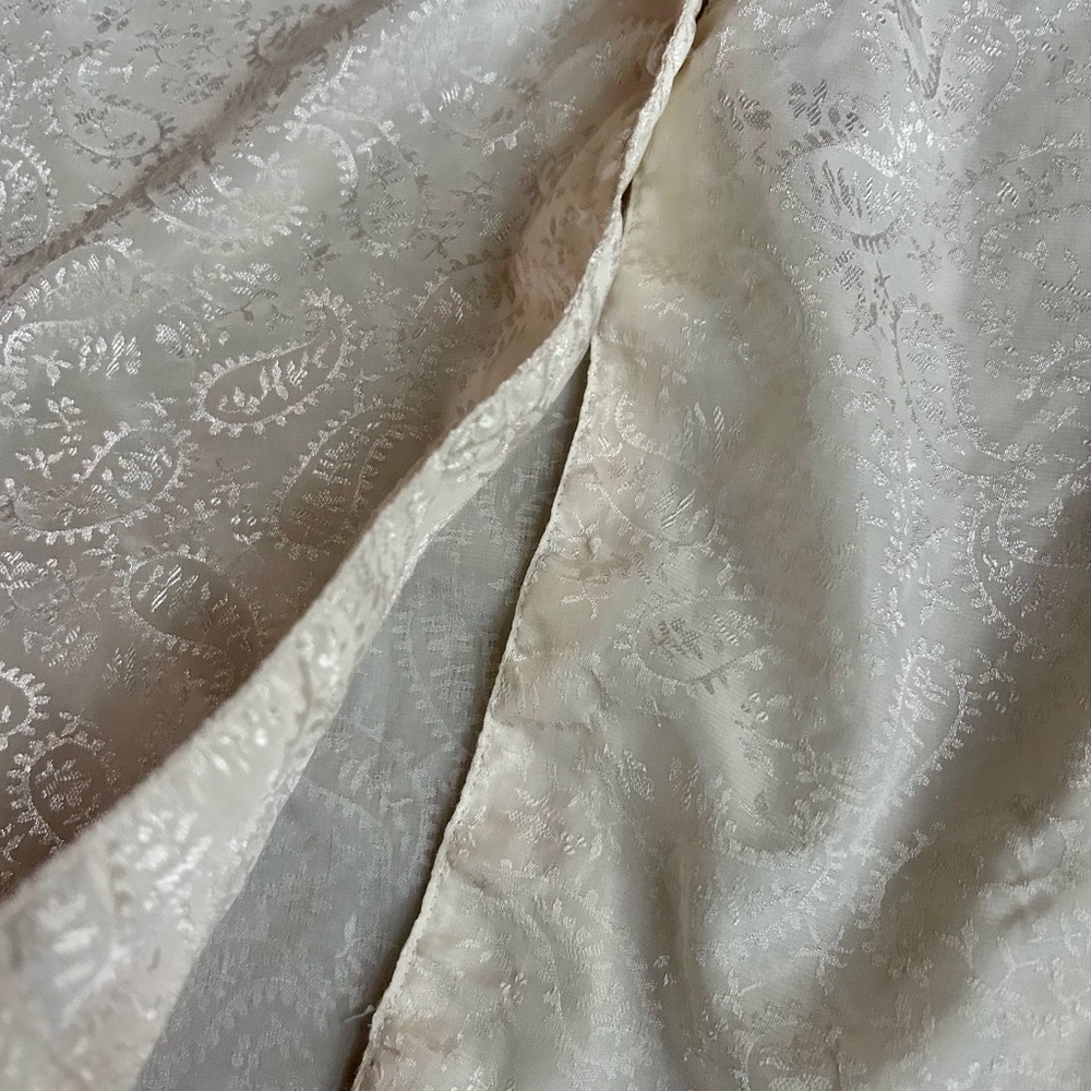 VINTAGE 90S LA NUIT Ivory Satin Jacquard Button Down Shirt Loungewear Top L / XL - Picture 13 of 14